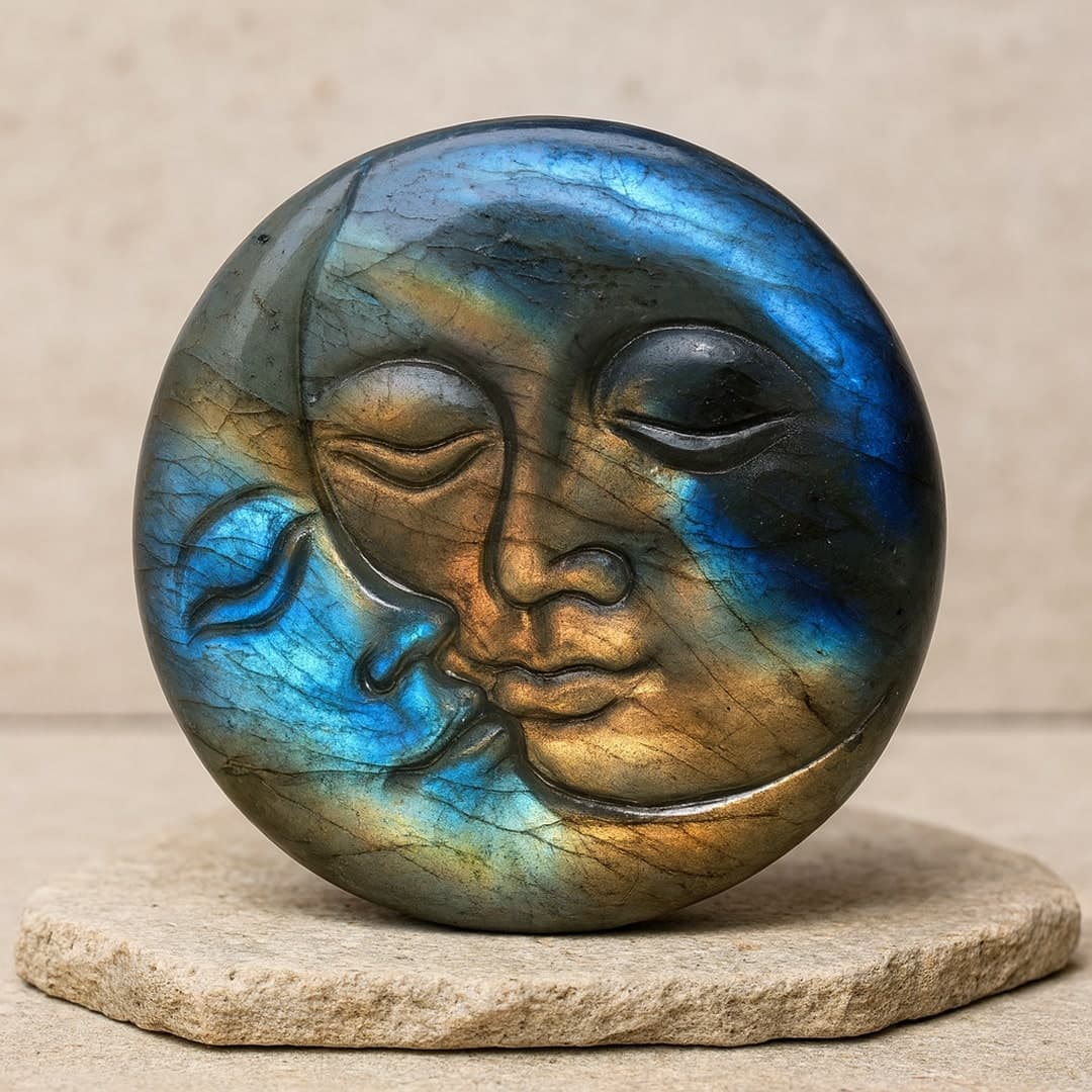 Amulet Słońce i Księżyc Zjednoczone z Labradorytem