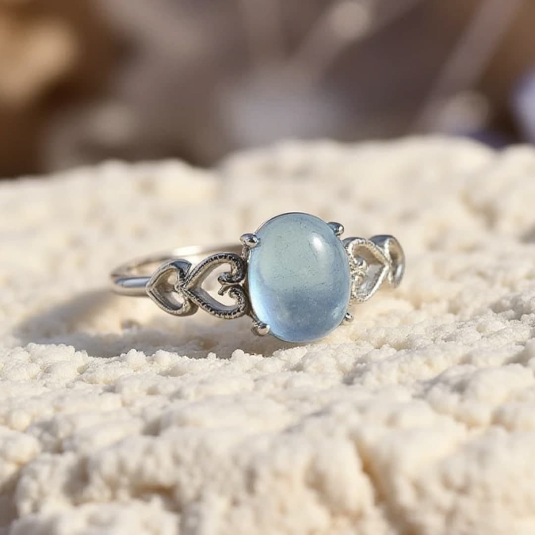 Pierścionek regulowany Kryształ Morza z akwamarynem