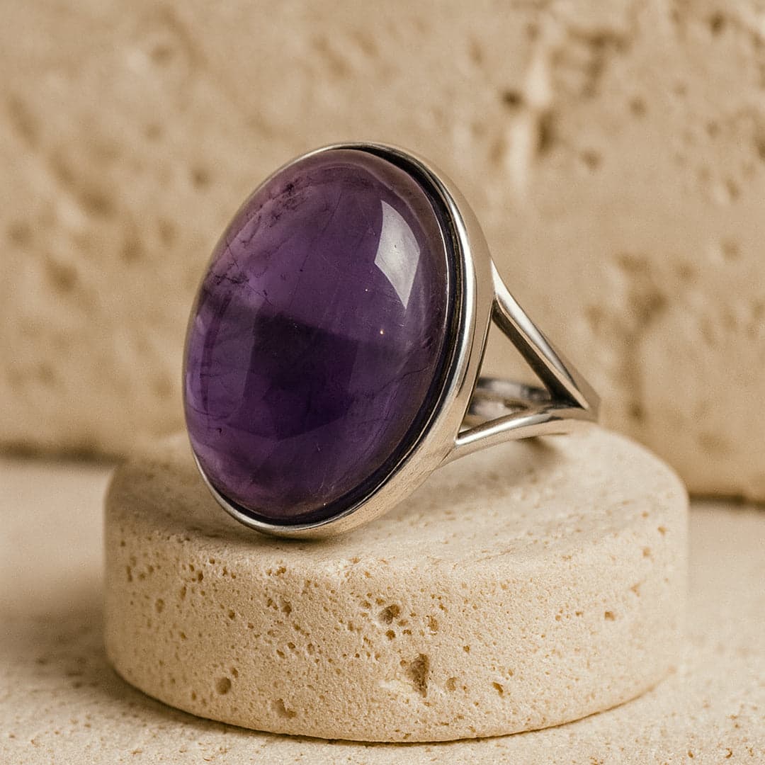 Pierścionek Shanti z ametystu i srebra