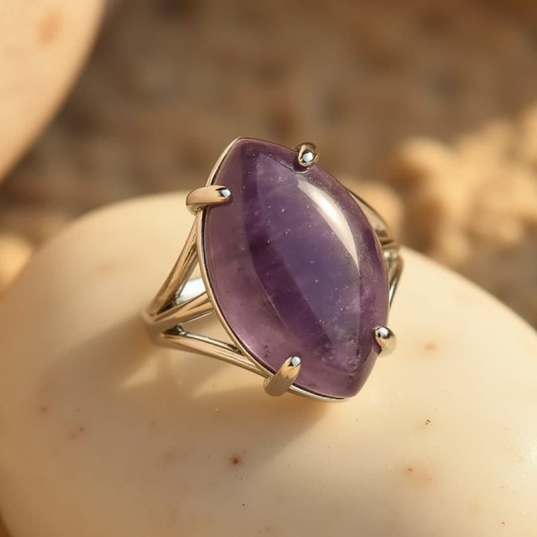 Pierścionek regulowany Vision z naturalnym kamieniem