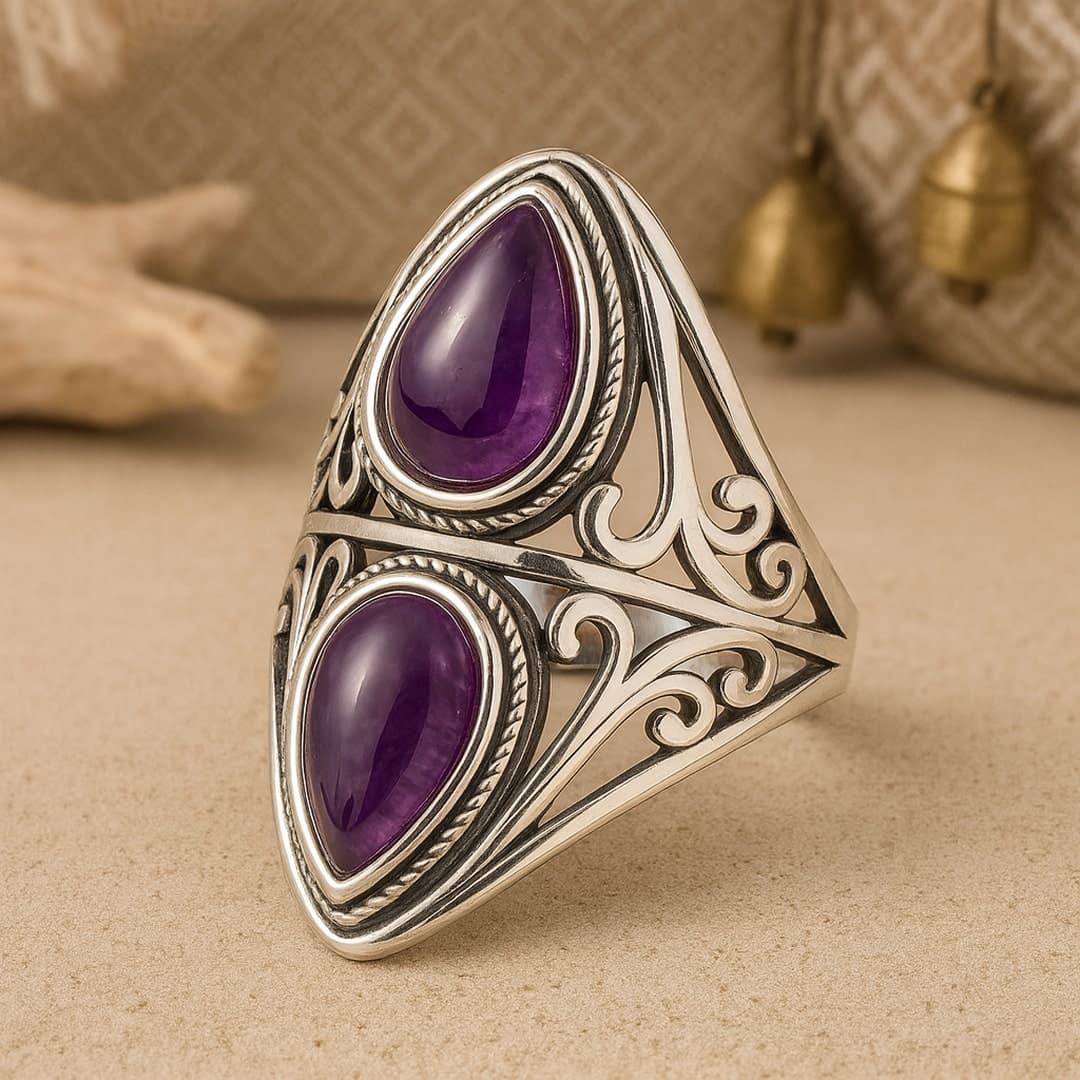 Pierścionek "Esprit Intuitif" z ametystu i srebra