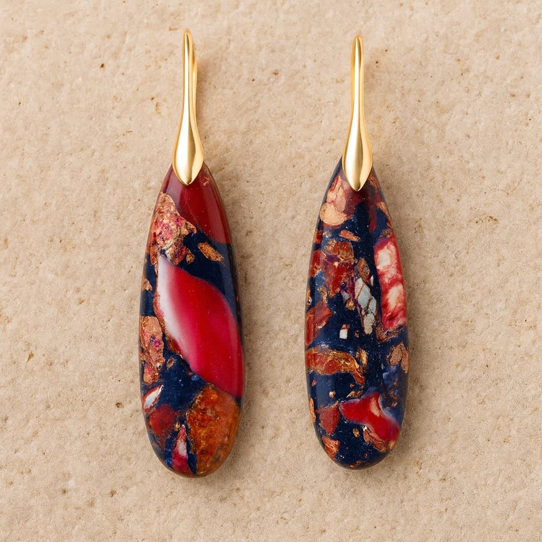 Kolczyki Łza Etniczna z jaspisem