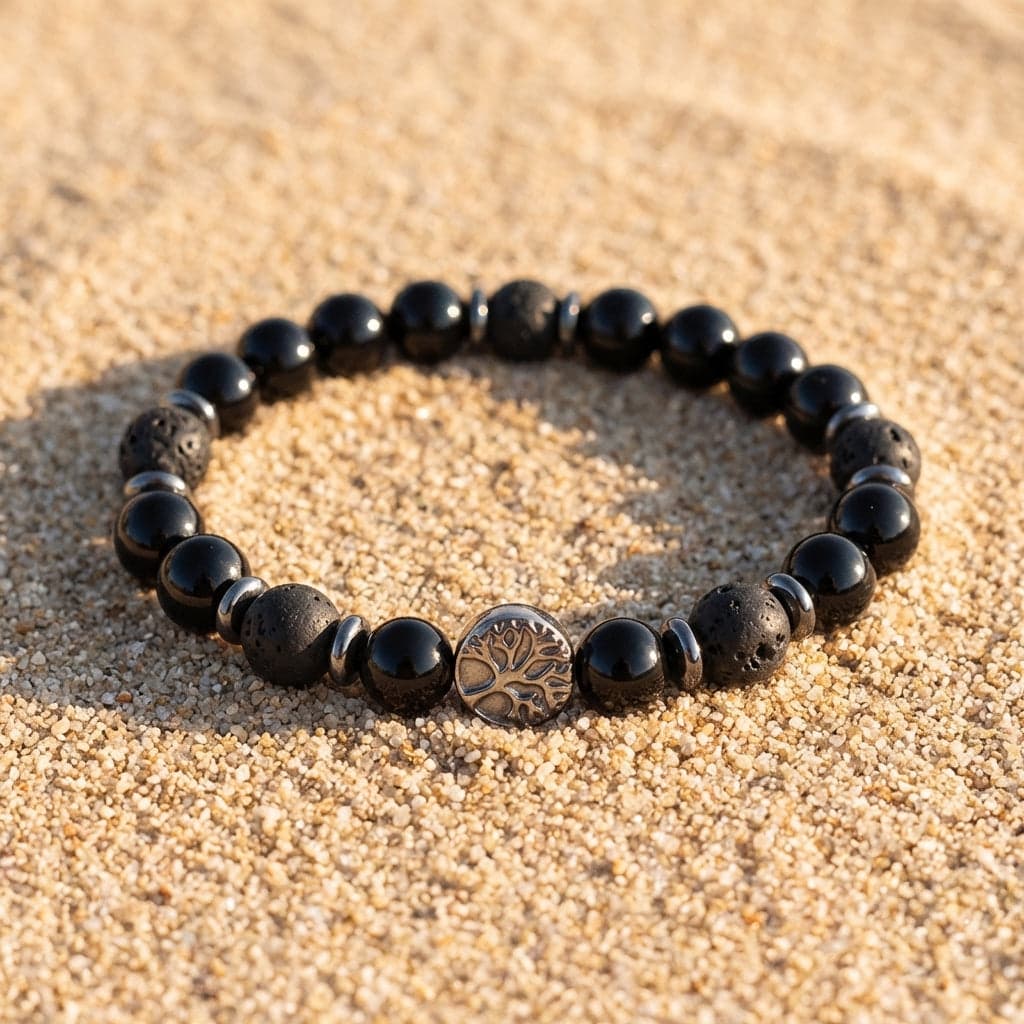 Bransoletka z czarnego obsydianu Ancrage Protecteur