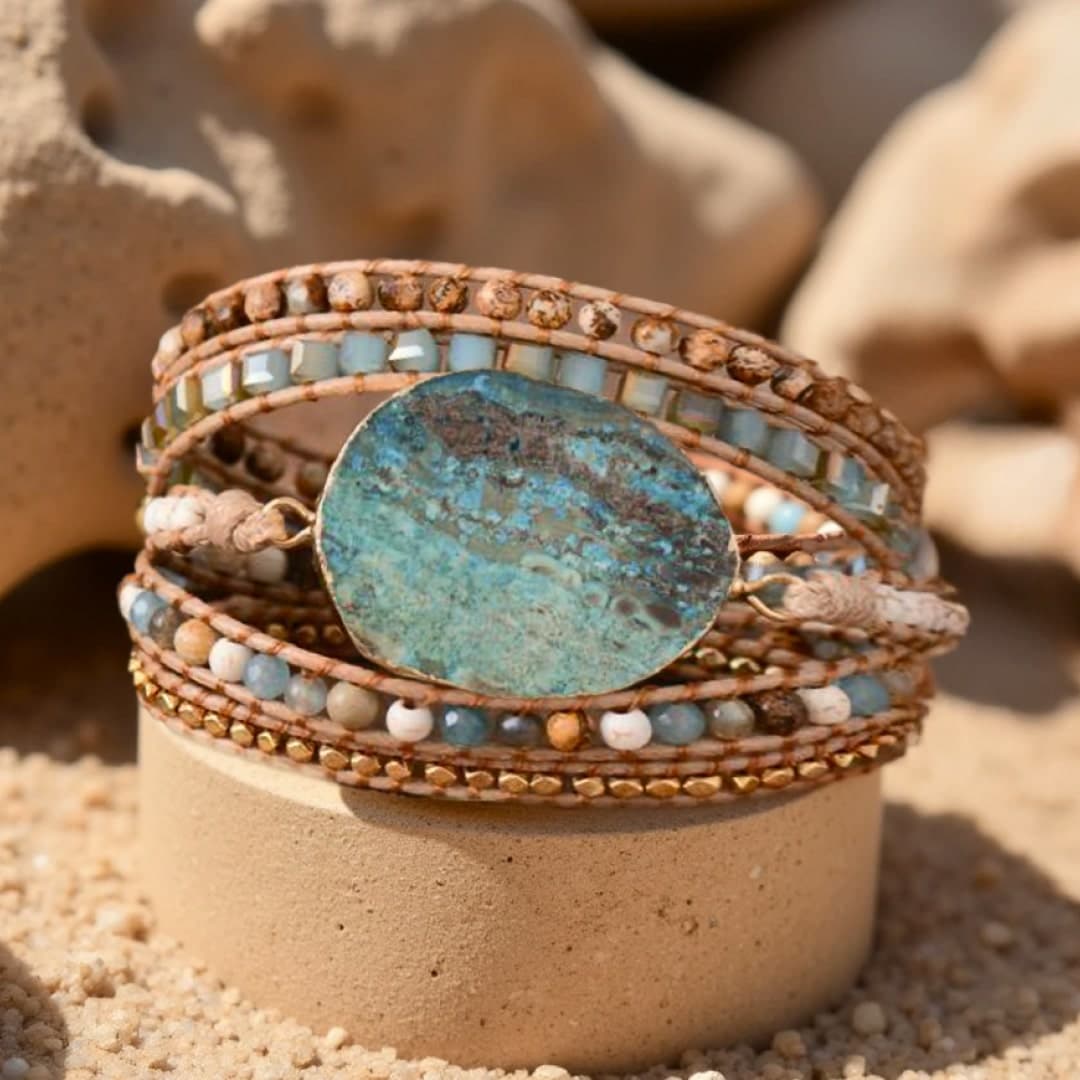 Bransoletka Boho Otwarcie Umysłu z jaspisu oceanicznego