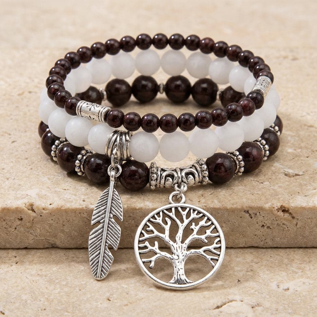 Bransoletka wielowarstwowa Abondance z granatem