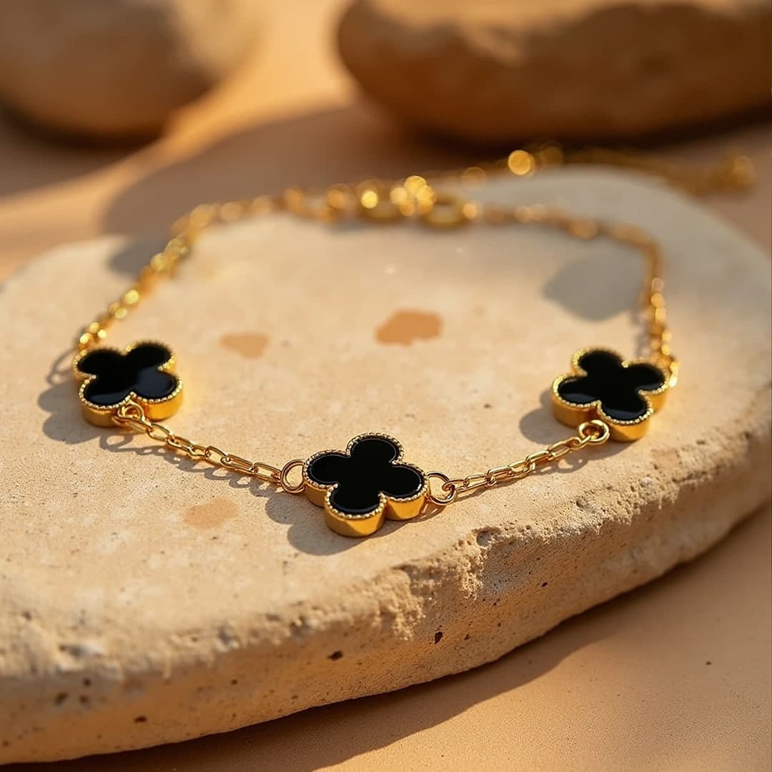 Bransoletka "Trèfle Chance" z masą perłową lub onyksem