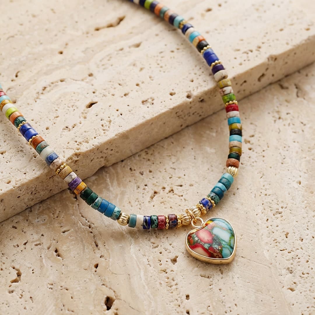 Naszyjnik Bonne Énergie z wielobarwnym jaspisem