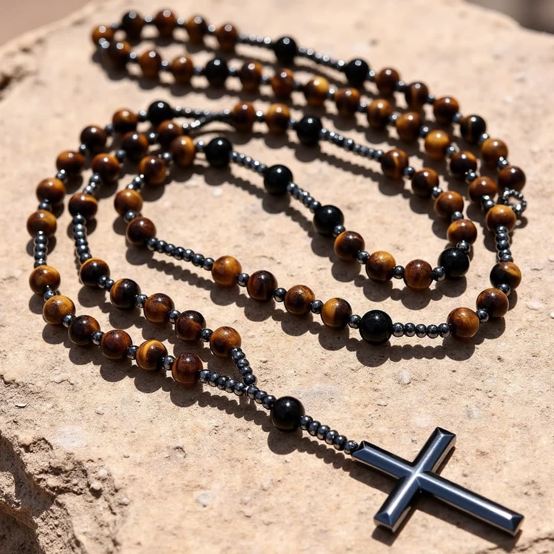 Naszyjnik różańca Ochrona z tygrysiego oka