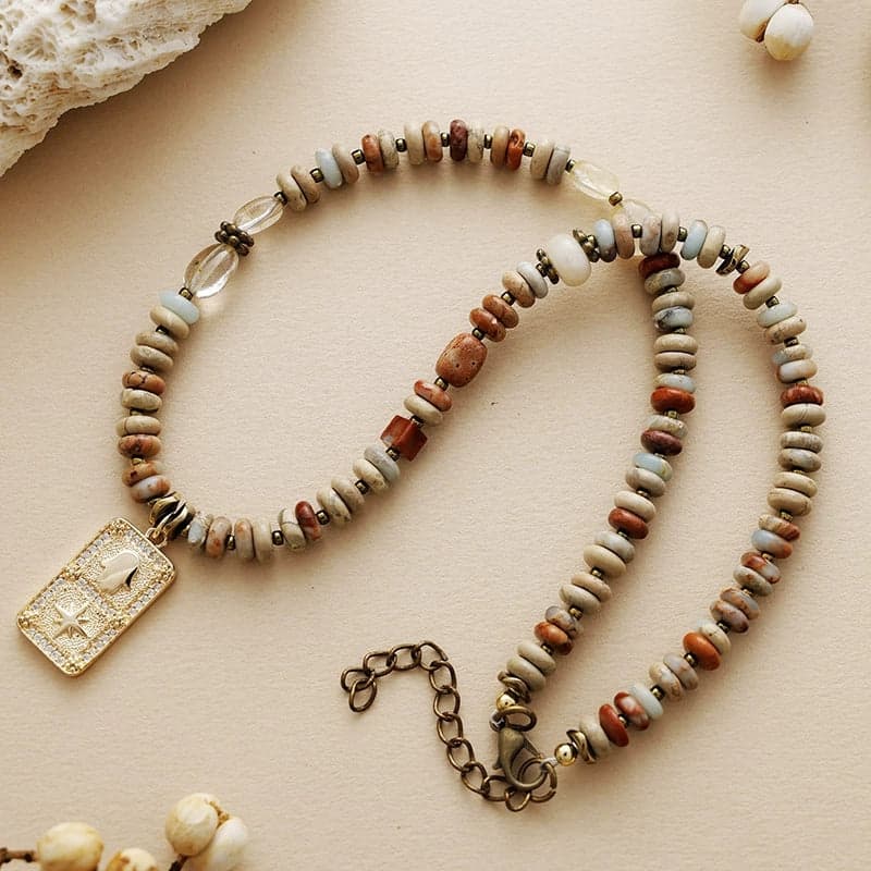 Naszyjnik talizman Spokój i Uziemienie z naturalnego jaspisu