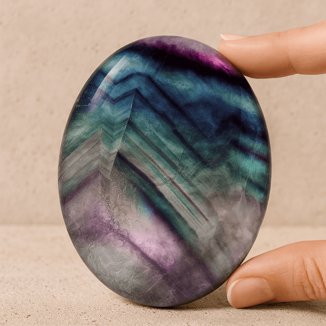 Koralik galetowy Koncentracja i Jasność z Fluorytu Tęczowego