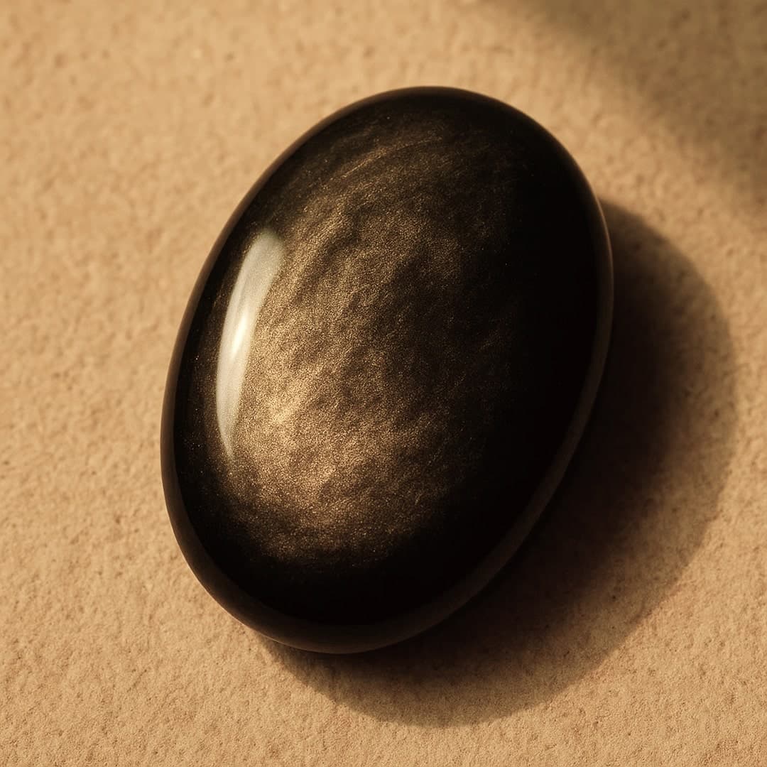 Kamyczek zaokrąglony Ochrona i Obfitość z obsydianu złotego