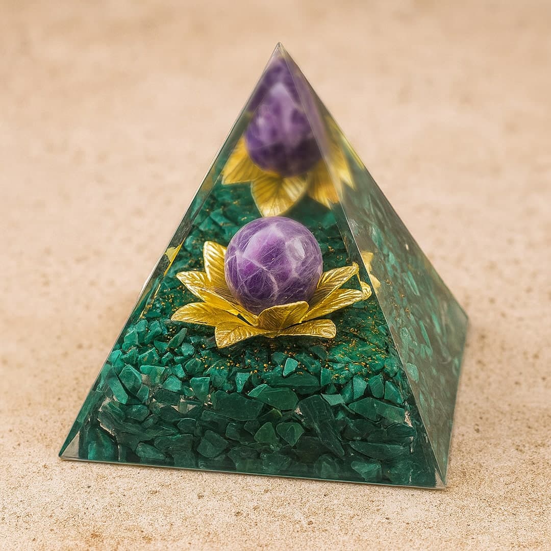 Orgonit Energia dobroczynna w malachicie i ametystzie