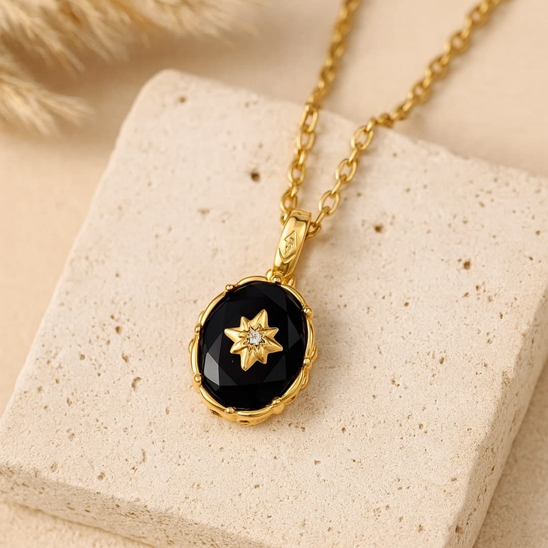 Wisiorek Tajemnica Nocna z czarnego agatu