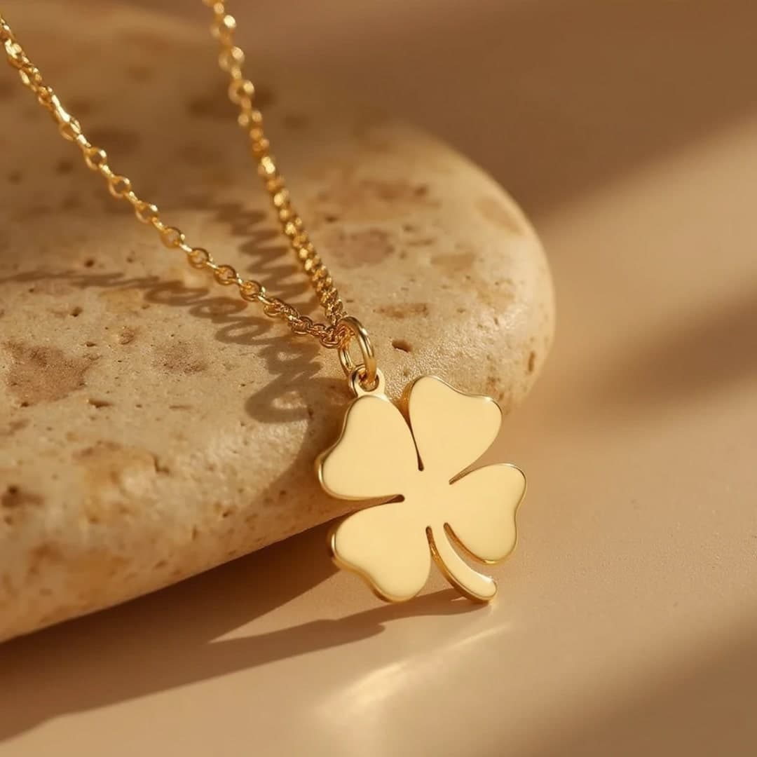 Wisiorek z czterolistną koniczyną na szczęście