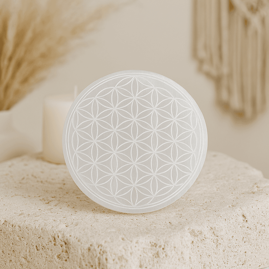 Płytka ładująca z selenitu – Kwiat Życia