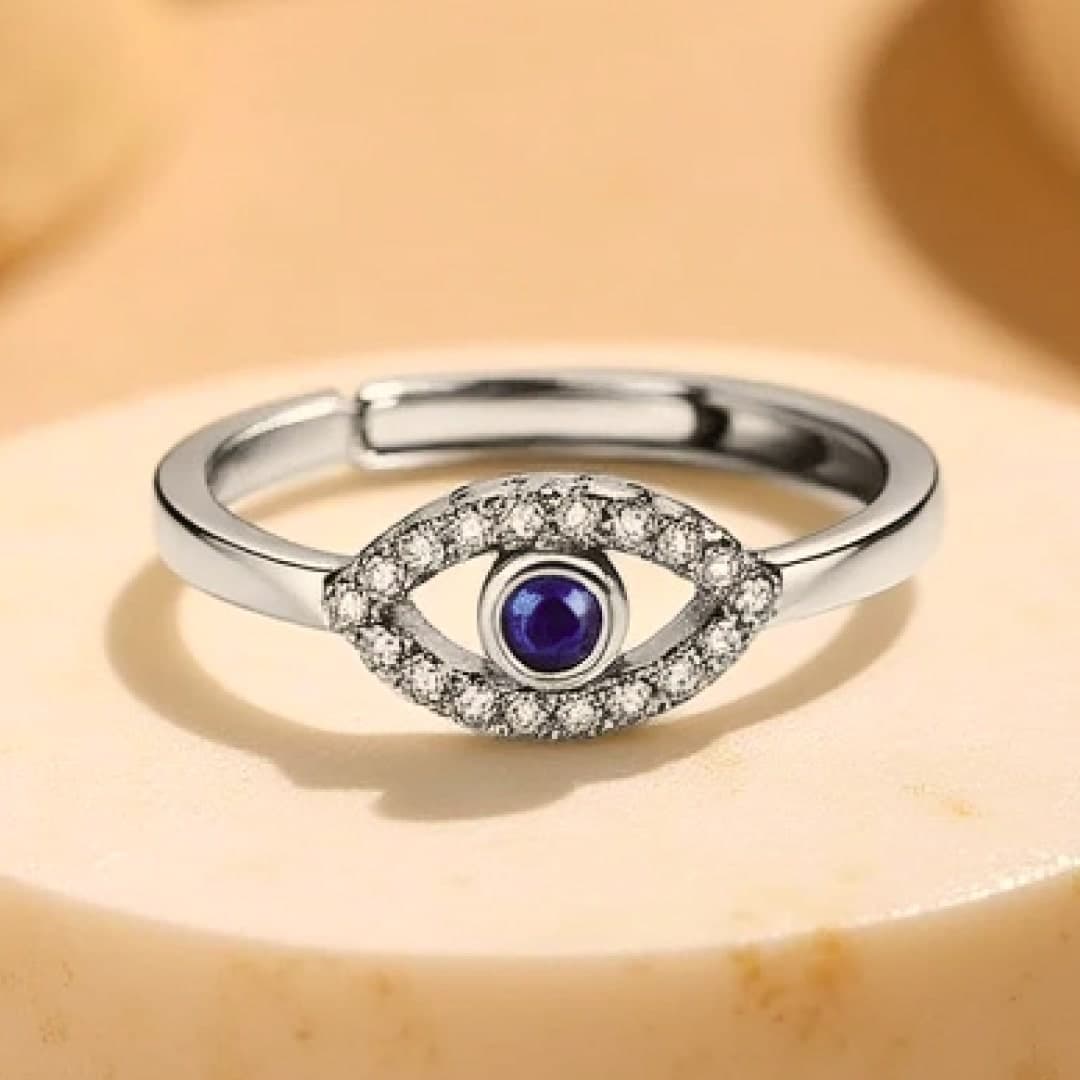 Pierścionek regulowany z motywem Złego Oka