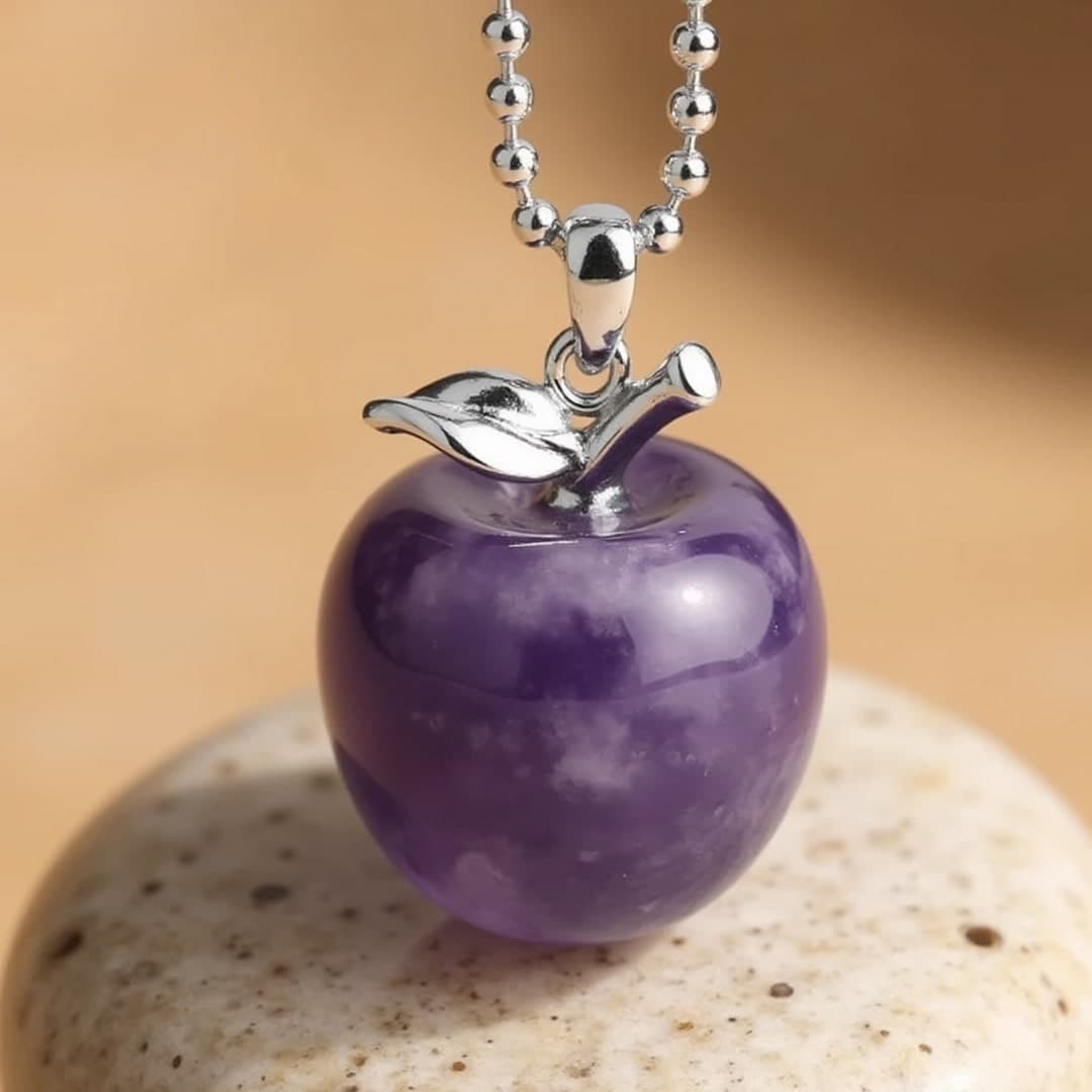 Wisiorek w kształcie jabłka z naturalnego kamienia